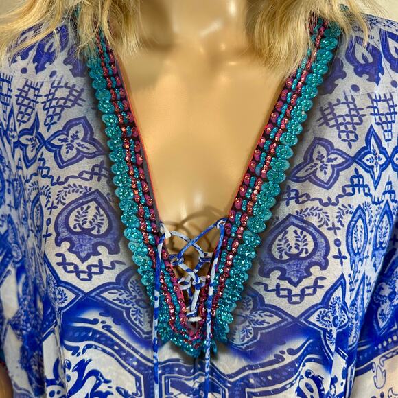 Beautiful Rhinestone Embellished Semi-sheer Beach Cover Up - Picture 13 of 14